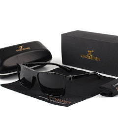 Men's Square Polarized 'Midnight Gleam' Plastic Sunglasses