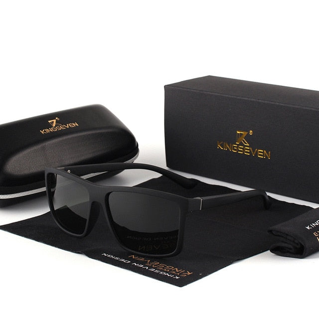 Men's Square Polarized 'Midnight Gleam' Plastic Sunglasses