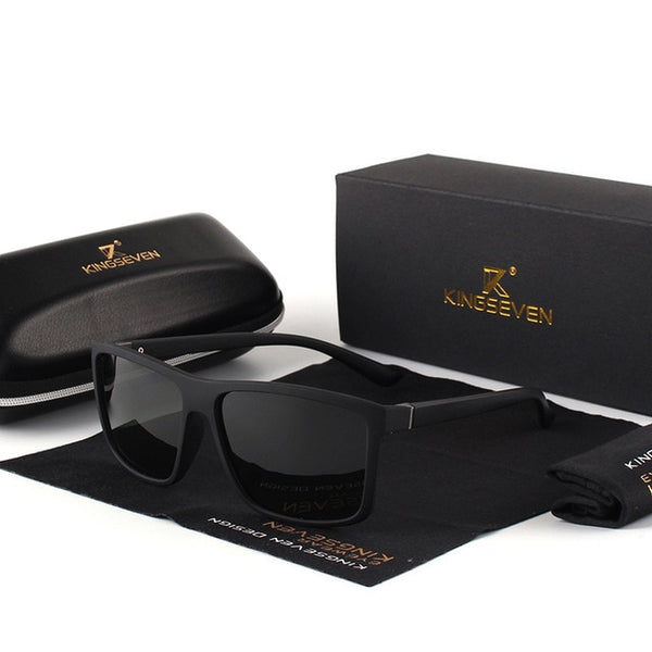 Men's Square Polarized 'Black Hole' Plastic Sunglasses