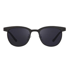 Women's Semi Rimless Round 'Modern Clubmaster' Metal Sunglasses