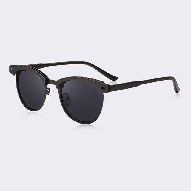 Women's Semi Rimless Round 'Modern Clubmaster' Metal Sunglasses