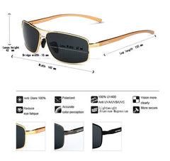 Men's Polarized Rectangular 'Lennox' Metal Sunglasses