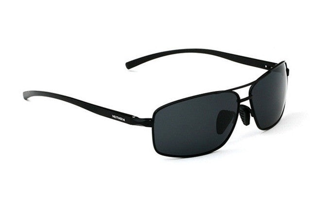 Men's Polarized Rectangular 'Lennox' Metal Sunglasses
