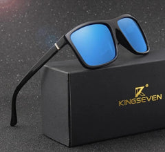 Men's Square Polarized 'Midnight Gleam' Plastic Sunglasses