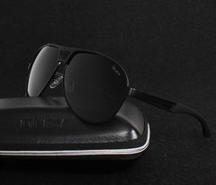 Men's Polarized Aviator 'Punch Out' Metal Sunglasses