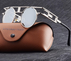 Unisex Steampunk Oval 'Around the World' Metal Sunglasses