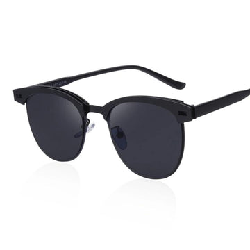 Women's Semi Rimless Round 'Modern Clubmaster' Metal Sunglasses