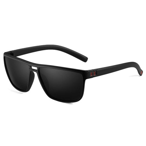 Men's Rectangular Polarized 'Heavy Brow' Plastic Sunglasses