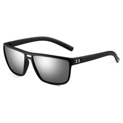 Men's Rectangular Polarized 'Heavy Brow' Plastic Sunglasses