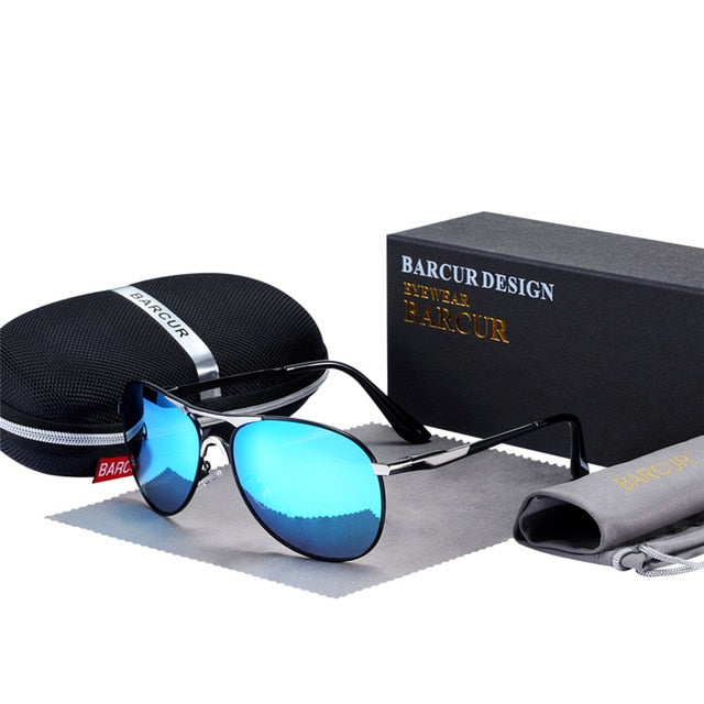 Men's Polarized Aviator 'Chips' Metal Sunglasses