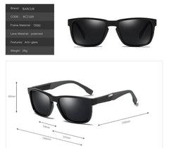 Men's Polarized Rectangular 'Carbon Wave' Plastic Sunglasses