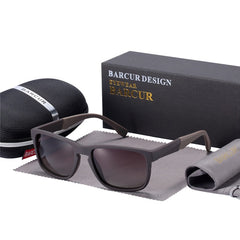 Men's Polarized Rectangular 'Carbon Wave' Plastic Sunglasses