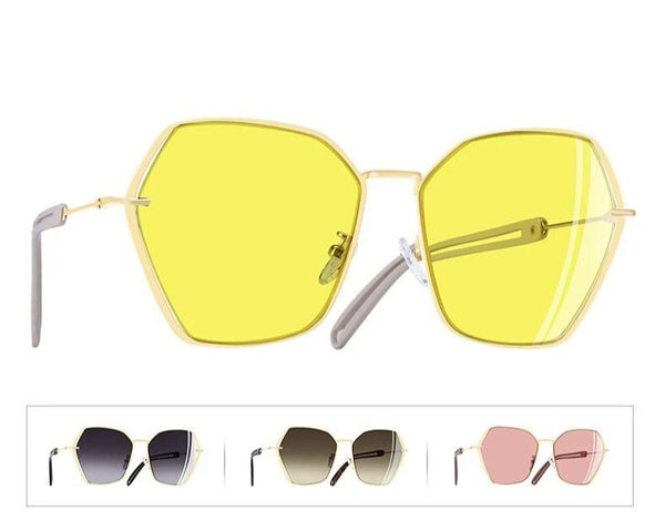 Women's Hexagonal '1970' Metal Sunglasses