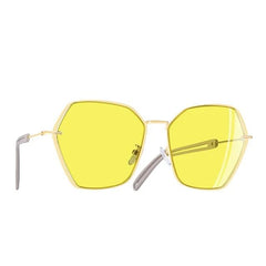 Women's Hexagonal '1970' Metal Sunglasses