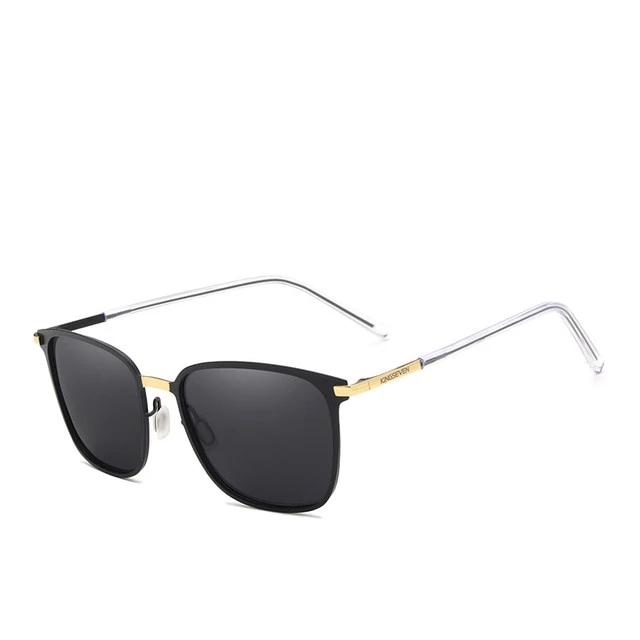 Men's Polarized Square 'Black Thunder' Plastic and Metal Sunglasses