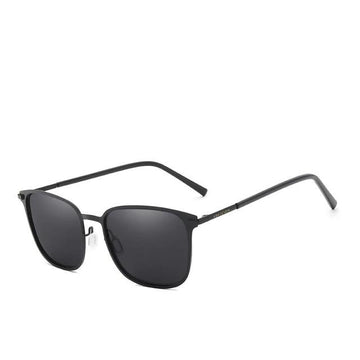 Men's Polarized Square 'Black Thunder' Plastic and Metal Sunglasses