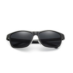 Men's Polarized Square 'Charcoal Storm' Metal Sunglasses