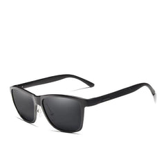 Men's Polarized Square 'Charcoal Storm' Metal Sunglasses