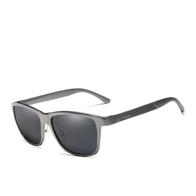 Men's Polarized Square 'Charcoal Storm' Metal Sunglasses