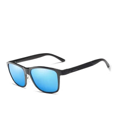 Men's Polarized Square 'Charcoal Storm' Metal Sunglasses