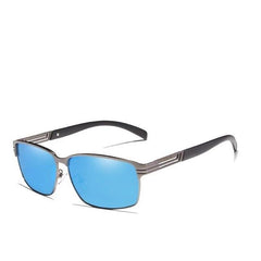 Men's Rectangular Semi Rimless 'Drongo Bee' Metal Sunglasses