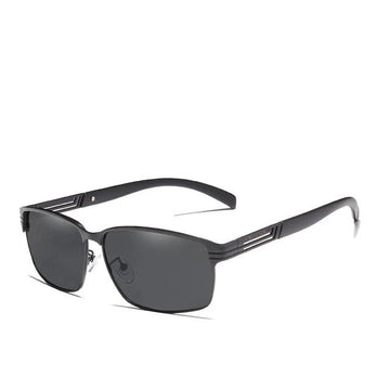 Men's Rectangular Semi Rimless 'Drongo Bee' Metal Sunglasses