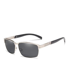 Men's Rectangular Semi Rimless 'Drongo Bee' Metal Sunglasses