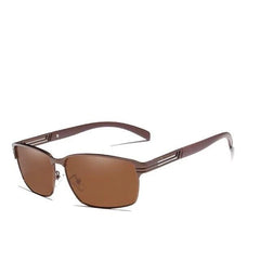 Men's Rectangular Semi Rimless 'Drongo Bee' Metal Sunglasses