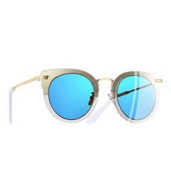 Women's Semi Rimless Cat Eye 'Katty Smile' Metal Sunglasses