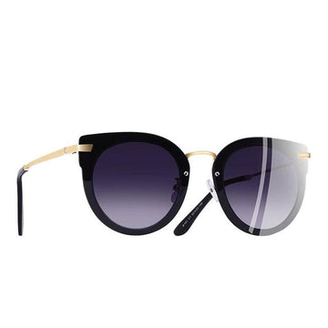 Women's Semi Rimless Cat Eye 'Katty Smile' Metal Sunglasses