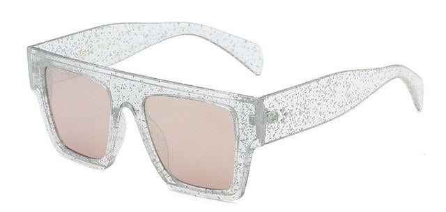 Women's Oversized Square 'White Light' Plastic Sunglasses