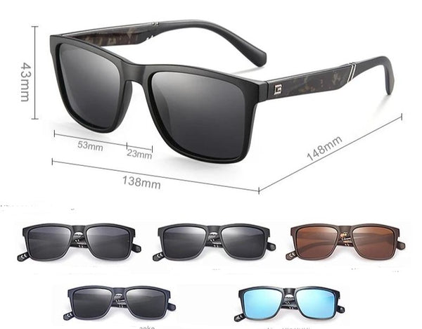 Men's Square Polarized 'Tribal' Plastic Sunglasses