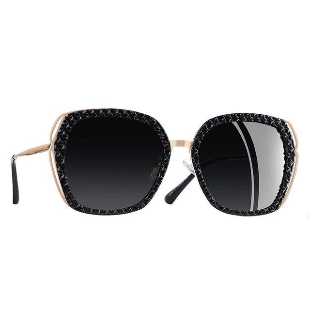 Women's Square Polarized 'Studded' Metal Sunglasses