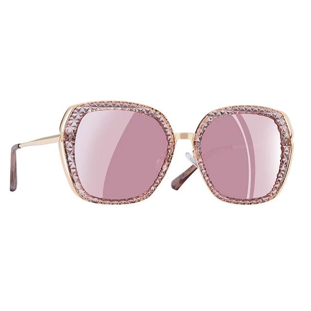 Women's Square Polarized 'Studded' Metal Sunglasses