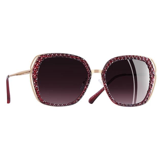 Women's Square Polarized 'Studded' Metal Sunglasses