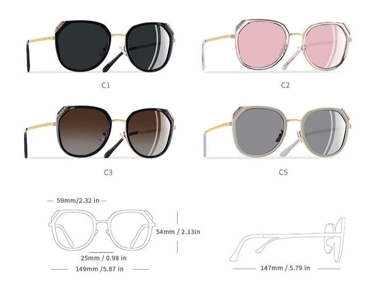 Women's Polarized Square 'Rhinestone' Plastic and Metal  Sunglasses