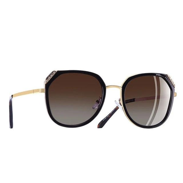 Women's Polarized Square 'Rhinestone' Plastic and Metal  Sunglasses