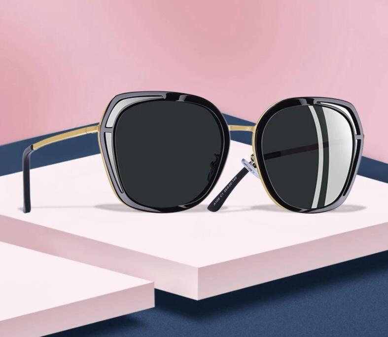 Women's Polarized Square 'Stark' Plastic and Metal Sunglasses