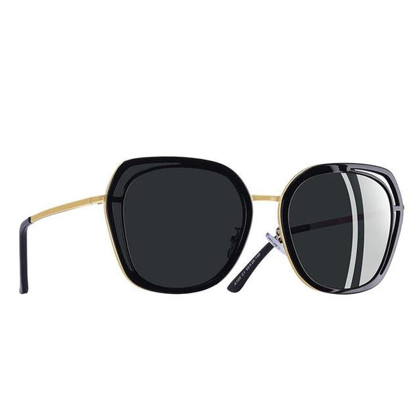 Women's Polarized Square 'Stark' Plastic and Metal Sunglasses