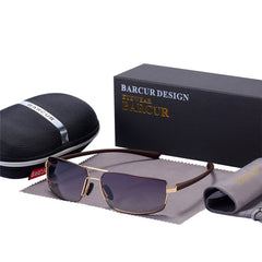 Men's Polarized Rectangular 'Mr. Anderson' Metal Sunglasses