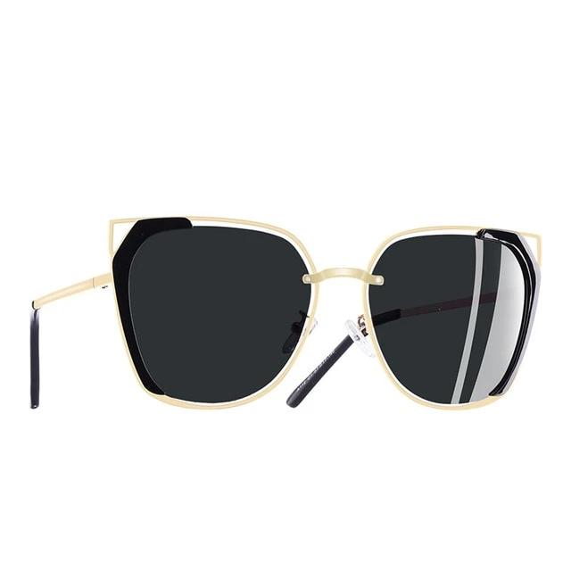 Women's Oversized Square 'Luxury Pink Eye' Metal Sunglasses