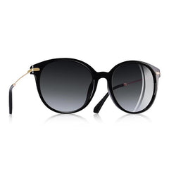 Women's Oval Polarized 'Touch of Modern' Metal Sunglasses