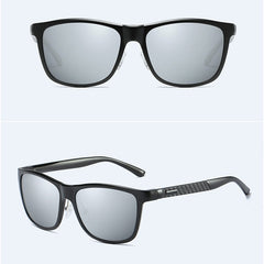 Men's Rectangular Polarized '007' Metal Sunglasses