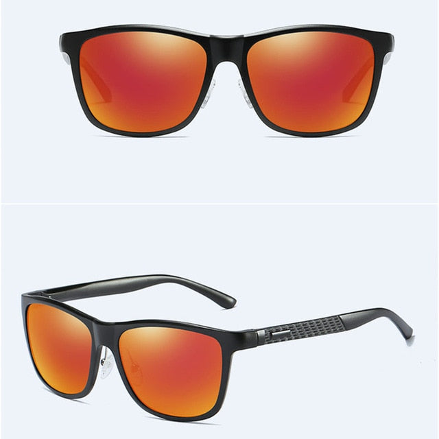 Men's Rectangular Polarized '007' Metal Sunglasses