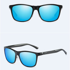 Men's Rectangular Polarized '007' Metal Sunglasses