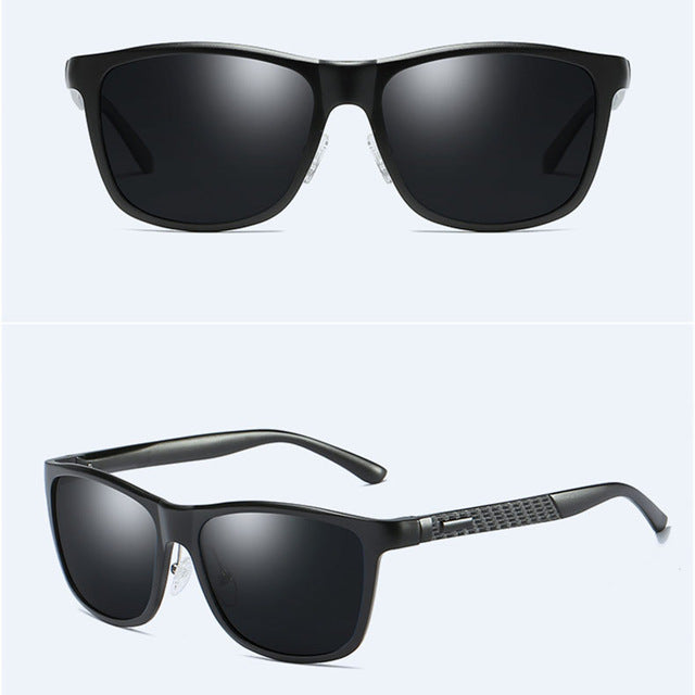 Men's Rectangular Polarized '007' Metal Sunglasses