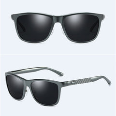 Men's Rectangular Polarized '007' Metal Sunglasses